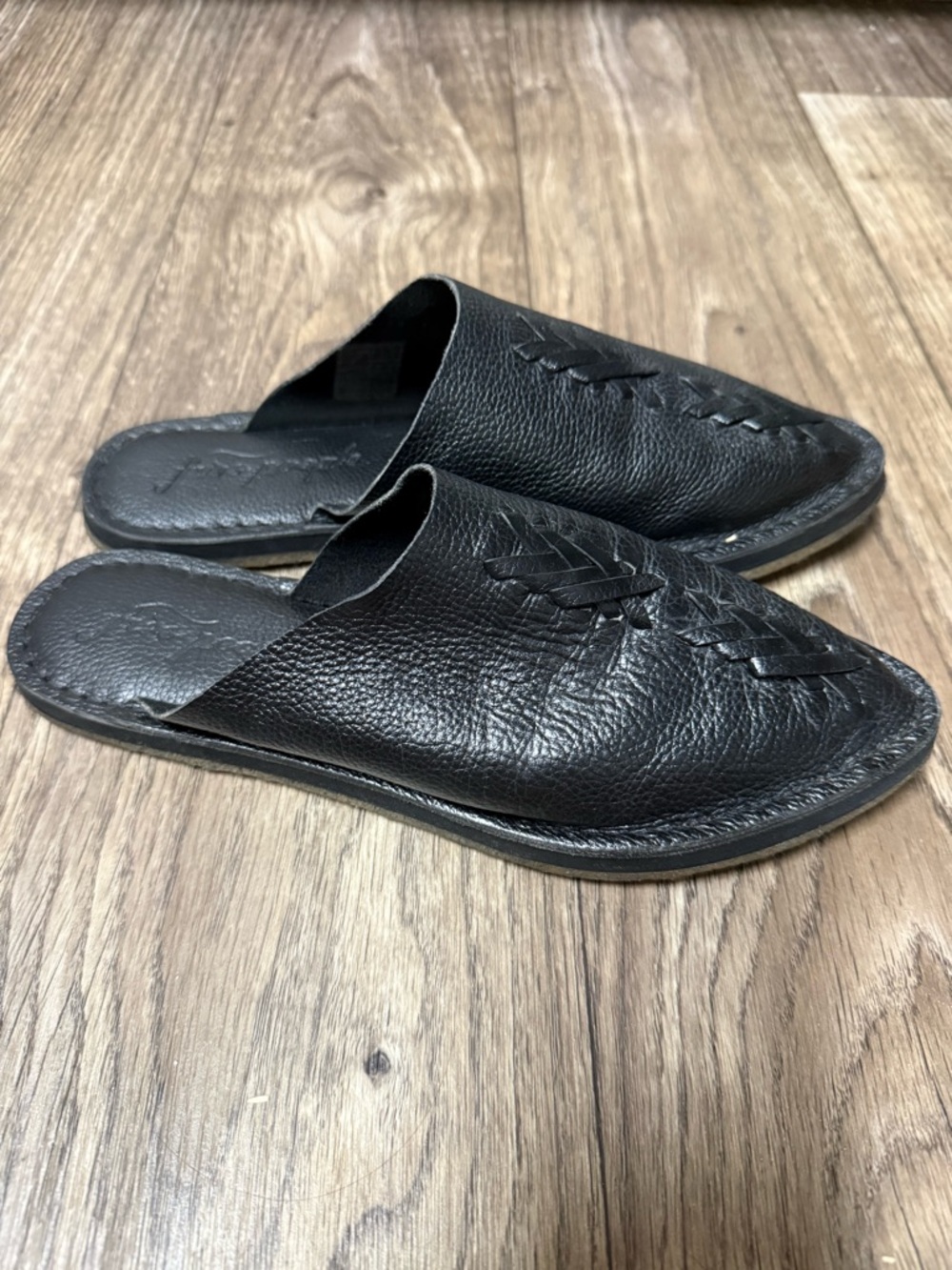Free People Black Leather Slip-On Mules - Picture 5 of 6
